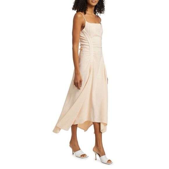 A.L.C. Silvia Embroidered Linen-Blend Handkerchief Midi-Dress Size US6 $695 - Picture 3 of 11